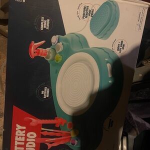 Kids Pottery Studio with Blue and Red Accessories